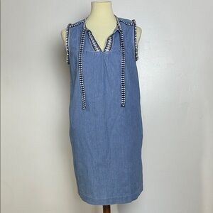 J. Crew Light Blue Mini Dress with Striped Accents